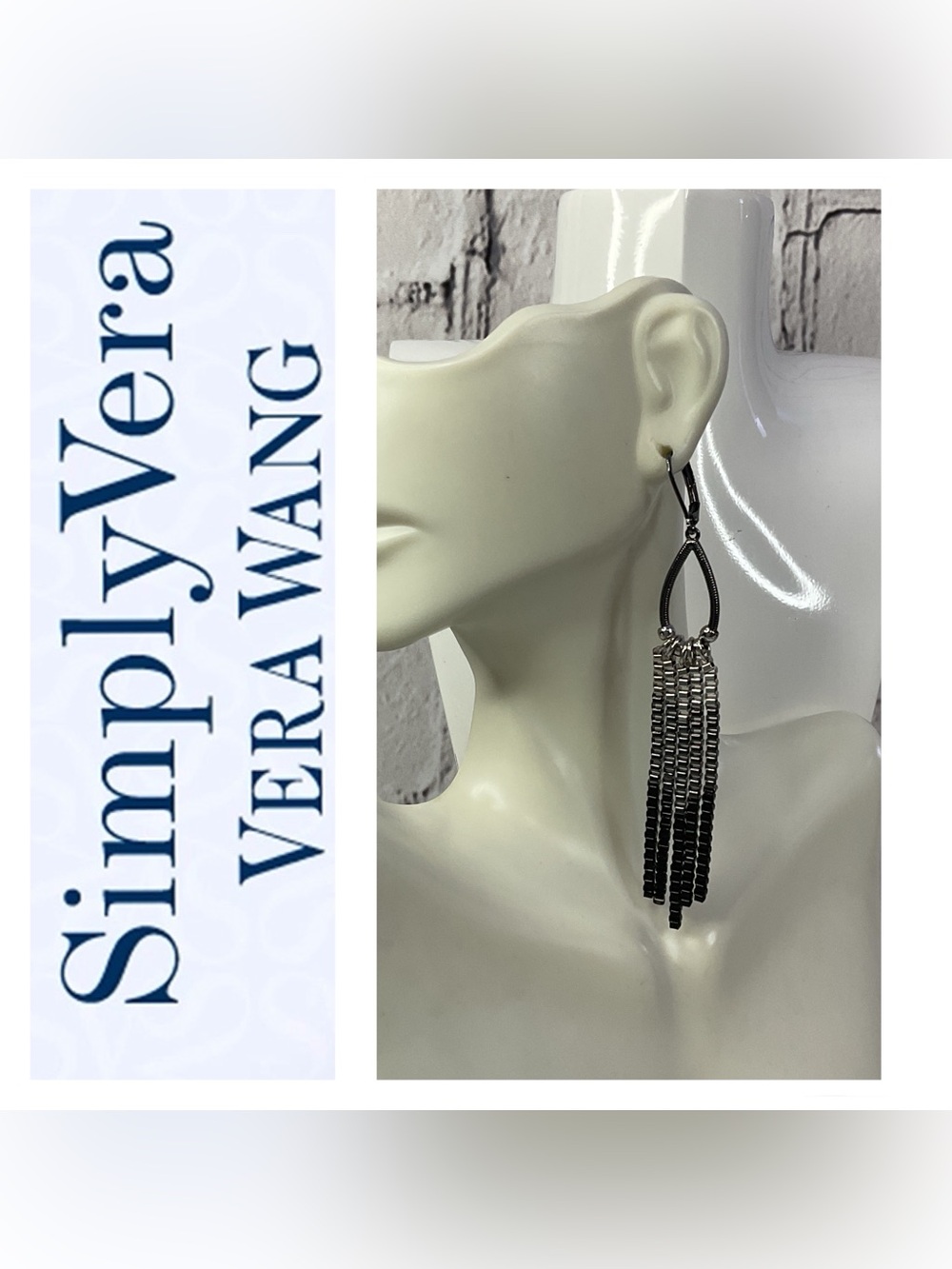 🌟🌟 Vera Wang Simply Vera Black Tassel Drop Earrings